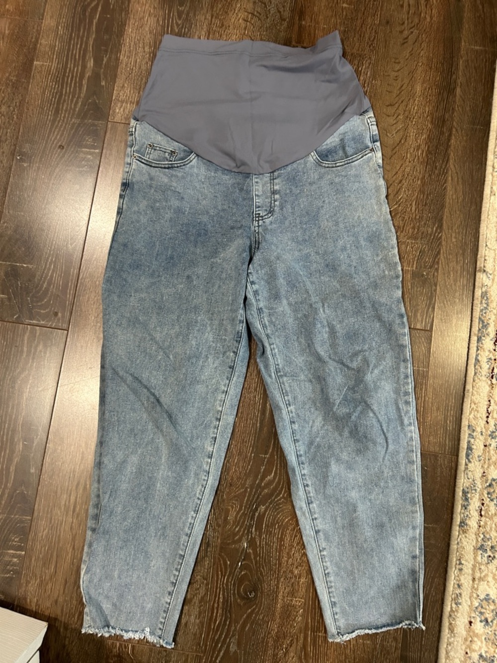 Maternity High-Rise Panel Mom Jeans - Blue